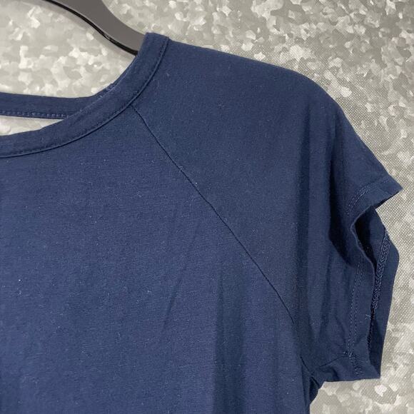 Bobeau Navy Blue Raglan Short Sleeve Tunic Length Top - Size Petite Small (PS) - Picture 2 of 6